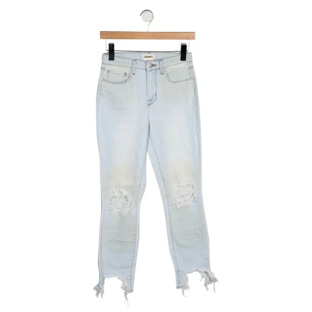 L'AGENCE High Line Skinny High Rise in Fade Out‎ Blue Light Wash Baddie Jeans 24